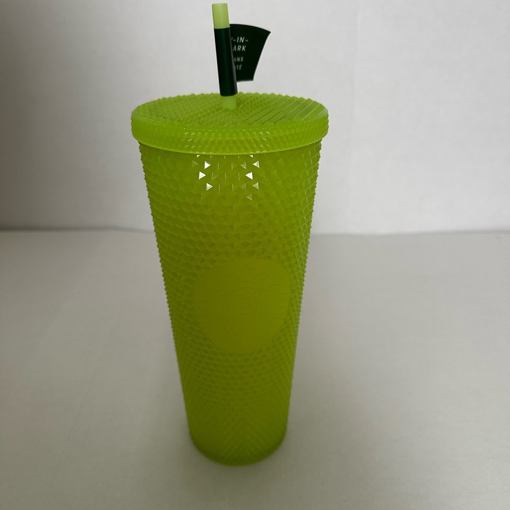 Starbucks Glow in the Dark Neon Lime Studded Reusable Tumbler with Straw
